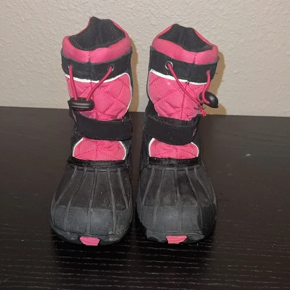 Totes Tammy Girls' Winter Pink Black‎ Boots Size 11 Waterproof Rain Boot EUC - Picture 2 of 9